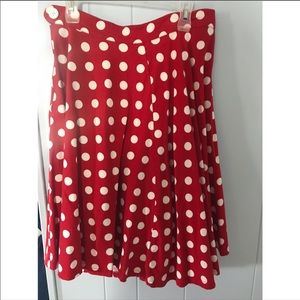 RockSteady - Red Polka Dot - Knee Length Skirt